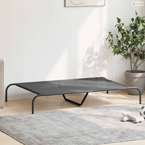 Szürke textilén és acél emelt kutyaágy 90x50x20 cm