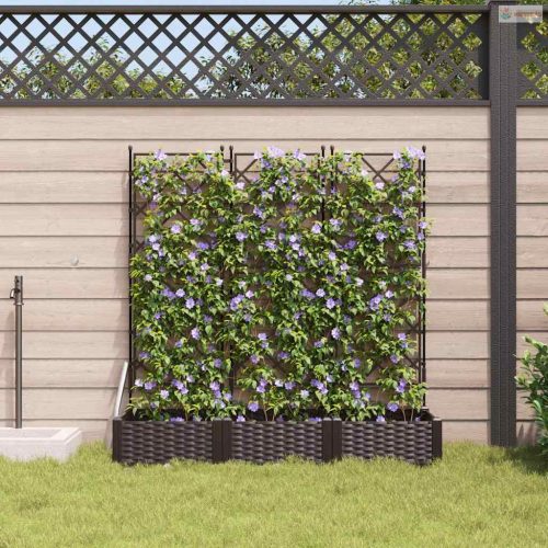 Kerti cserép 3 pcs Barna 120 x 40 x 125,5 cm Műanyag