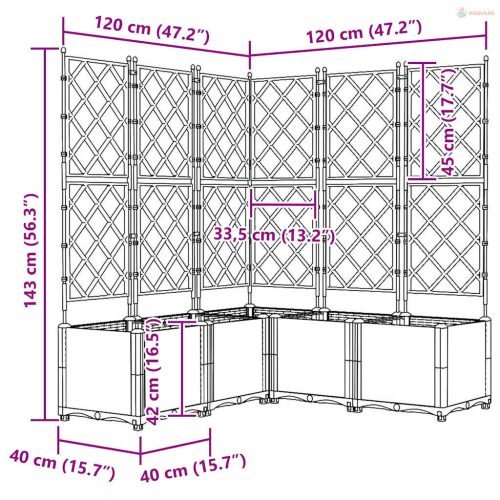 Kerti cserép 5 pcs Barna 120 x 120 x 143 cm Műanyag