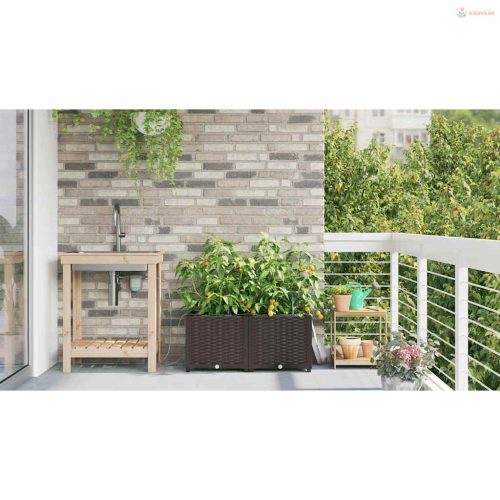 Kerti cserép 2 pcs Barna Műanyag