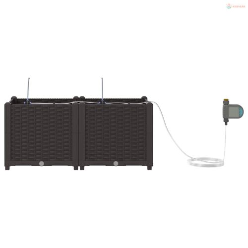 Kerti cserép 2 pcs Barna Műanyag