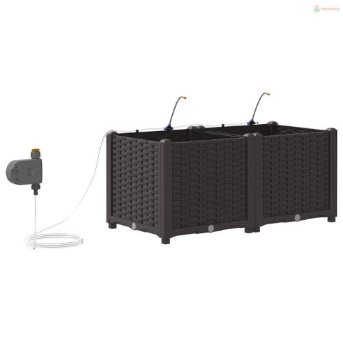 Kerti cserép 2 pcs Barna Műanyag