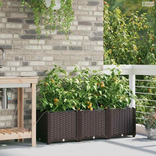 Kerti cserép 3 pcs Barna Műanyag