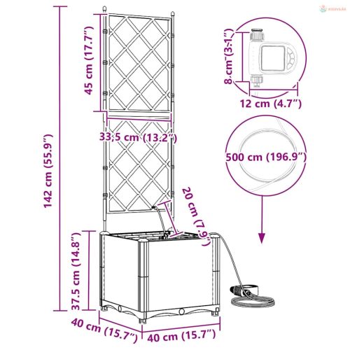 Kerti cserép Barna 40 x 40 x 142 cm Műanyag