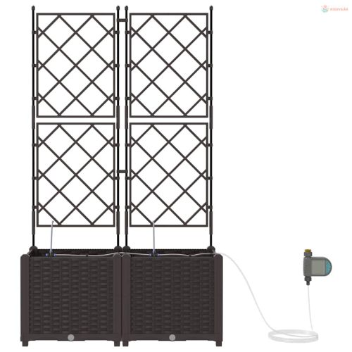 Kerti cserép 2 pcs Barna Műanyag