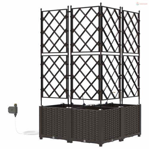 Kerti cserép 3 pcs Barna Műanyag