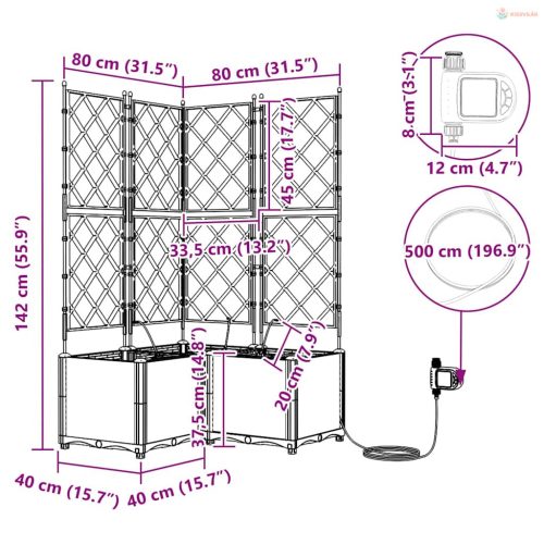 Kerti cserép 3 pcs Barna Műanyag
