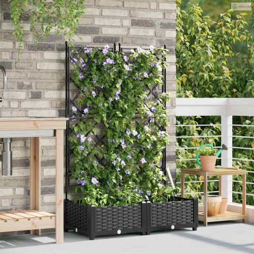 Kerti cserép 2 pcs Fekete 80 x 40 x 125,5 cm Műanyag