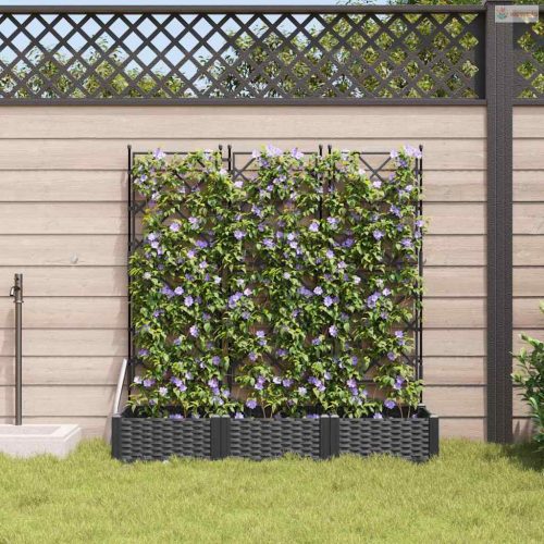 Kerti cserép 3 pcs Fekete 120 x 40 x 125,5 cm Műanyag