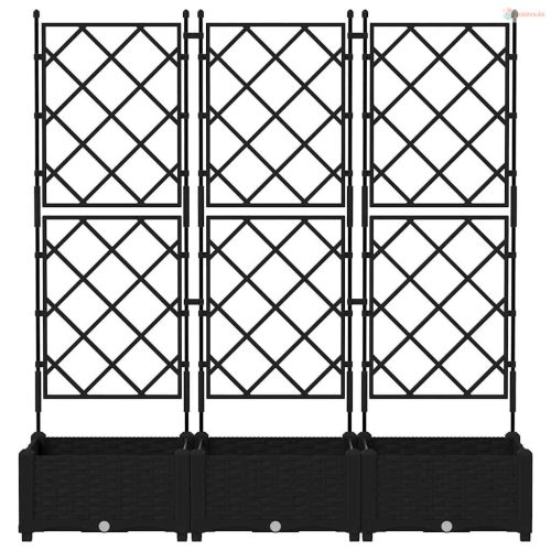 Kerti cserép 3 pcs Fekete 120 x 40 x 125,5 cm Műanyag