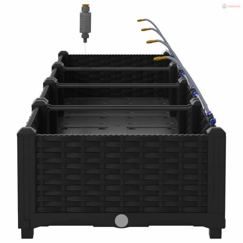 Kerti cserép 4 pcs Fekete Műanyag