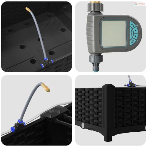 Kerti cserép 4 pcs Fekete Műanyag