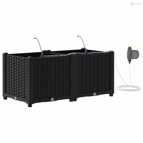 Kerti cserép 2 pcs Fekete Műanyag