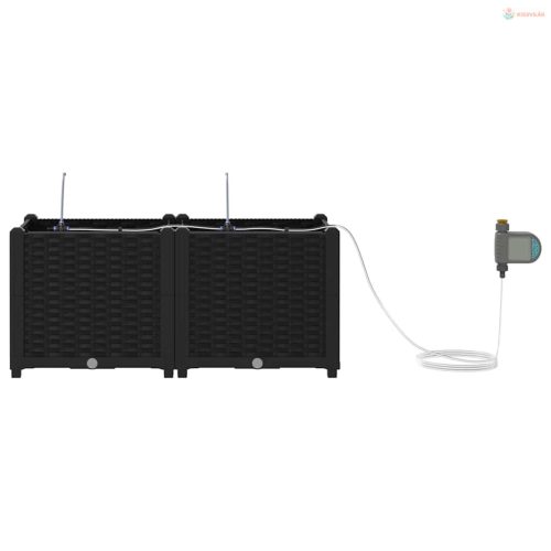 Kerti cserép 2 pcs Fekete Műanyag