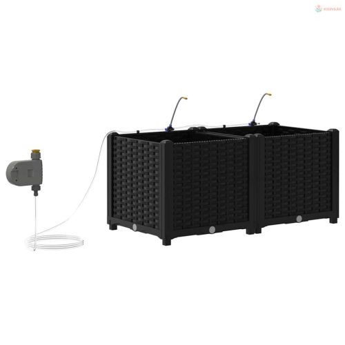 Kerti cserép 2 pcs Fekete Műanyag