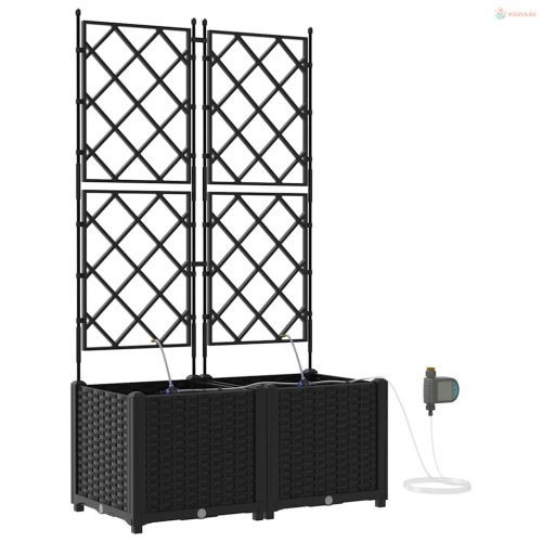 Kerti cserép 2 pcs Fekete Műanyag