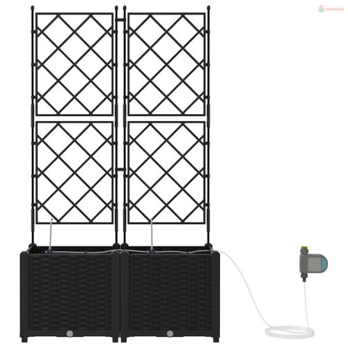 Kerti cserép 2 pcs Fekete Műanyag