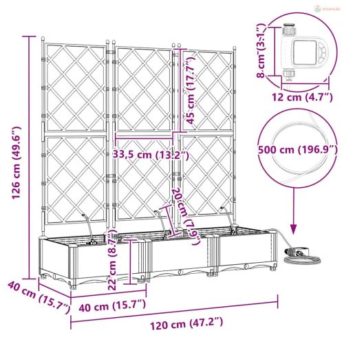 Kerti cserép 3 pcs Fekete Műanyag