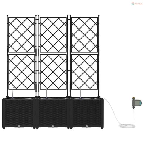 Kerti cserép 3 pcs Fekete Műanyag