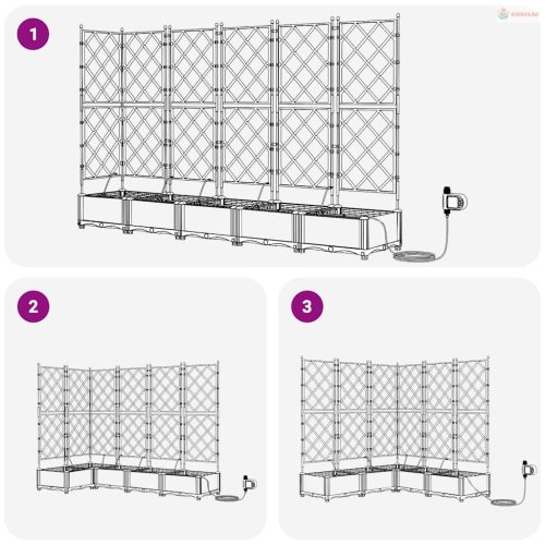 Kerti cserép 5 pcs Fekete Műanyag