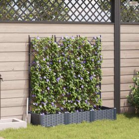 Kerti cserép 3 pcs Szürke 120 x 40 x 125,5 cm Műanyag