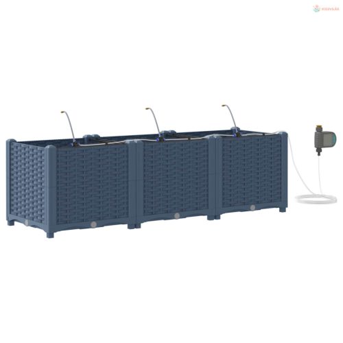 Kerti cserép 3 pcs Szürke 120 x 40 x 37,5 cm Műanyag