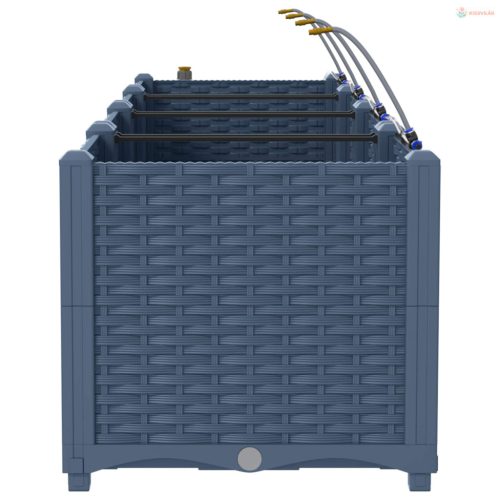 Kerti cserép 3 pcs Szürke 120 x 40 x 37,5 cm Műanyag