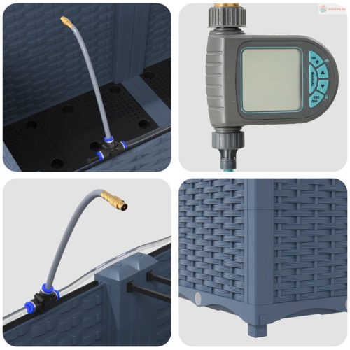 Kerti cserép 3 pcs Szürke 120 x 40 x 37,5 cm Műanyag