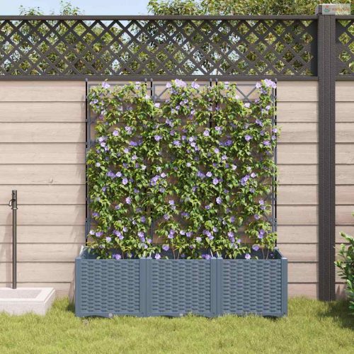 Kerti cserép 3 pcs Világosszürke 120 x 40 x 143 cm Műanyag