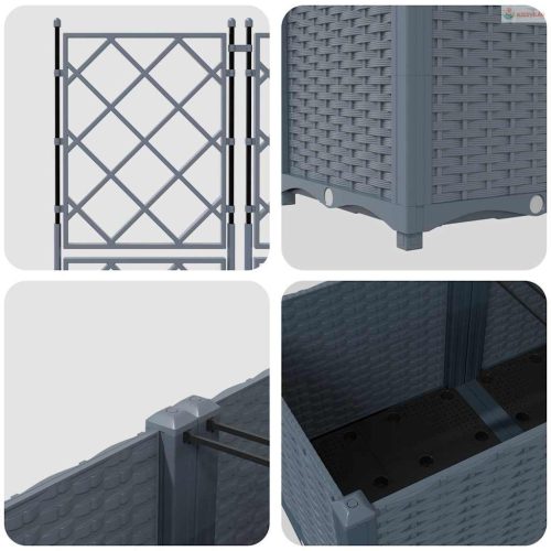 Kerti cserép 3 pcs Világosszürke 80 x 80 x 143 cm Műanyag