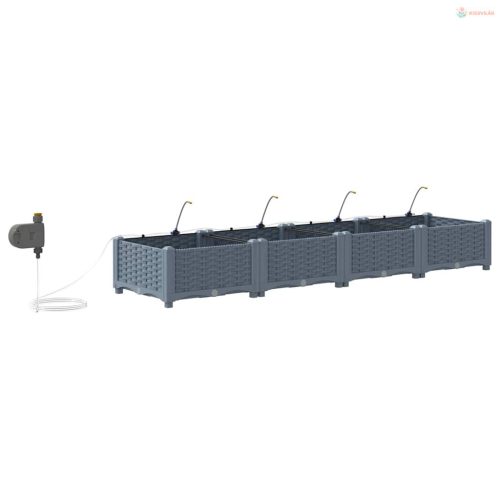 Kerti cserép 4 pcs Világosszürke Műanyag