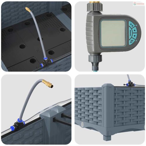 Kerti cserép 4 pcs Világosszürke Műanyag