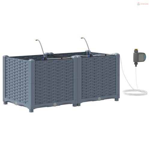 Kerti cserép 2 pcs Világosszürke Műanyag