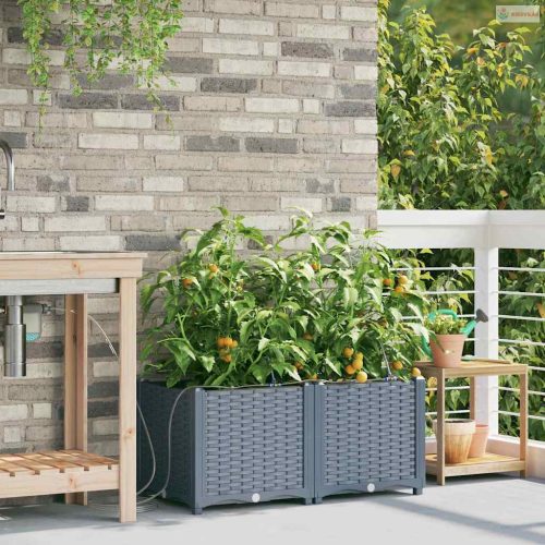 Kerti cserép 2 pcs Világosszürke Műanyag