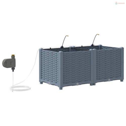 Kerti cserép 2 pcs Világosszürke Műanyag