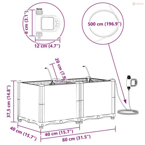 Kerti cserép 2 pcs Világosszürke Műanyag