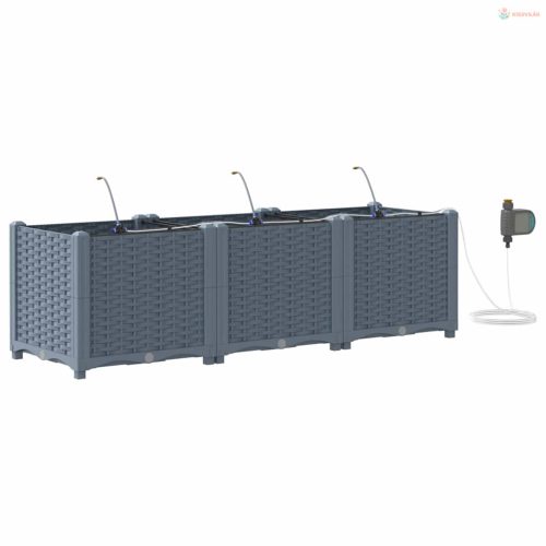 Kerti cserép 3 pcs Világosszürke Műanyag