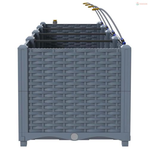 Kerti cserép 4 pcs Világosszürke Műanyag