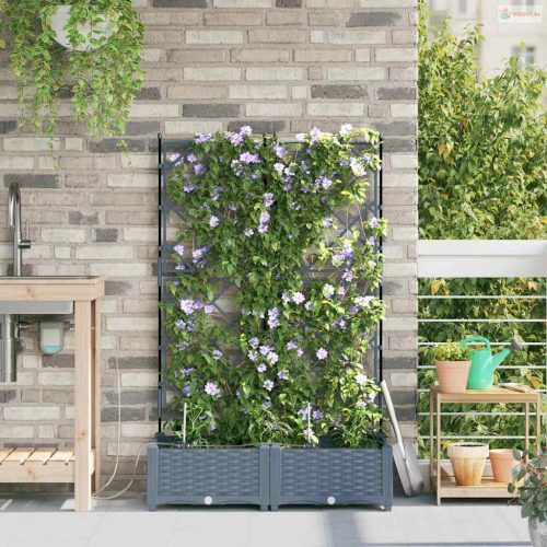 Kerti cserép 2 pcs Világosszürke Műanyag