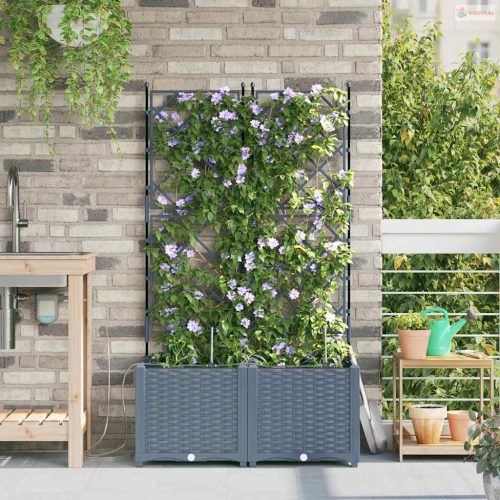 Kerti cserép 2 pcs Világosszürke Műanyag