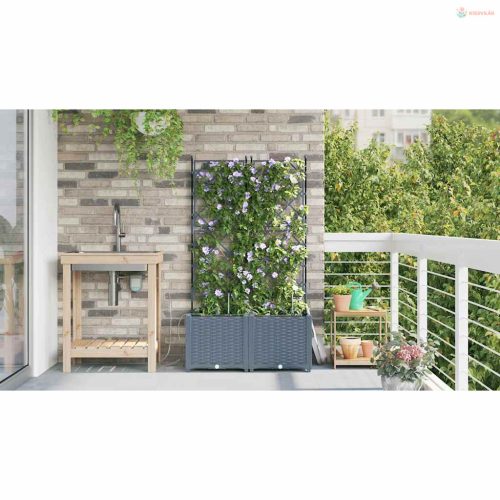 Kerti cserép 2 pcs Világosszürke Műanyag