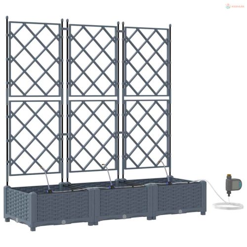 Kerti cserép 3 pcs Világosszürke Műanyag