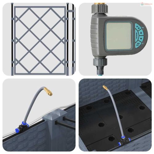 Kerti cserép 3 pcs Világosszürke Műanyag