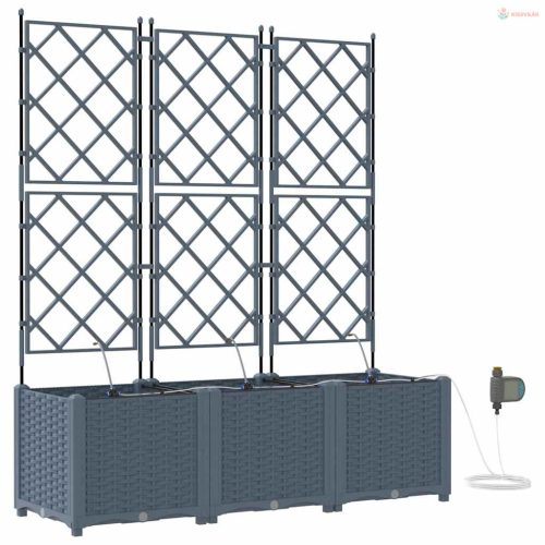 Kerti cserép 3 pcs Világosszürke Műanyag