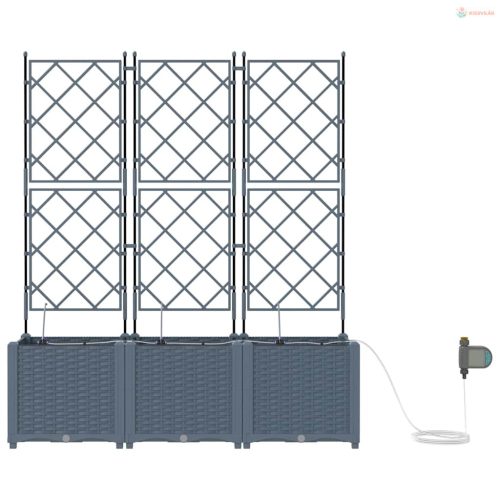 Kerti cserép 3 pcs Világosszürke Műanyag