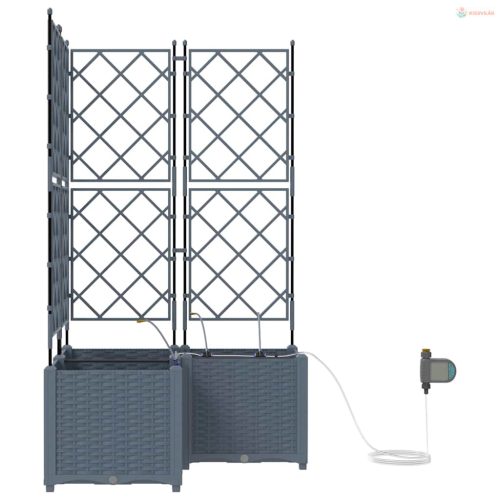 Kerti cserép 3 pcs Világosszürke Műanyag