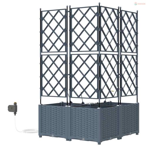 Kerti cserép 3 pcs Világosszürke Műanyag