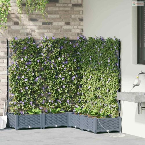 Kerti cserép 5 pcs Világosszürke Műanyag