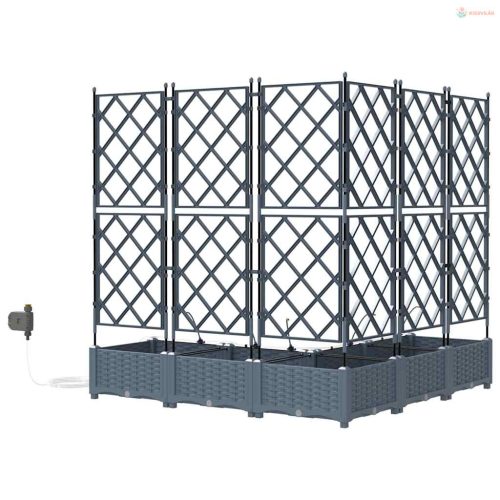 Kerti cserép 5 pcs Világosszürke Műanyag