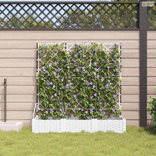 Kerti cserép 3 pcs Fehér 120 x 40 x 125,5 cm Műanyag